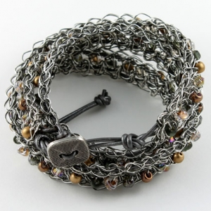 Antique silver with black leather