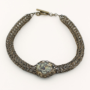 Dark Antique bronze with handmade glass bead